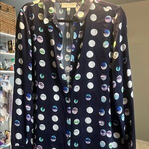 Classiques Entier beautiful Navy Dot detail silk Women's blouse